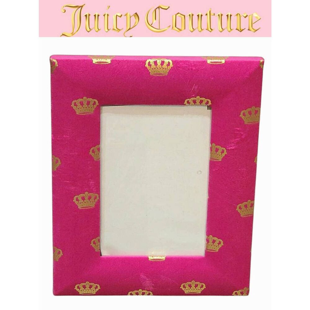 Juicy Couture Home Gold Foil Crown Logo Velour Picture Frame